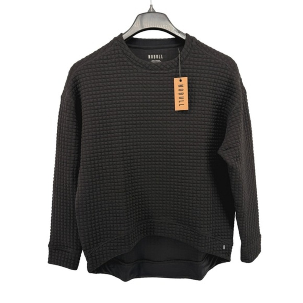 NEW NOBULL Quilted Pullover Womens Small Sweater Black Textured High Low Texture